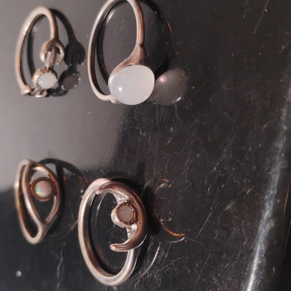 Bundle 4 Opal Or Moonstone Style Rings Sz 6-8 - Picture 2 of 6